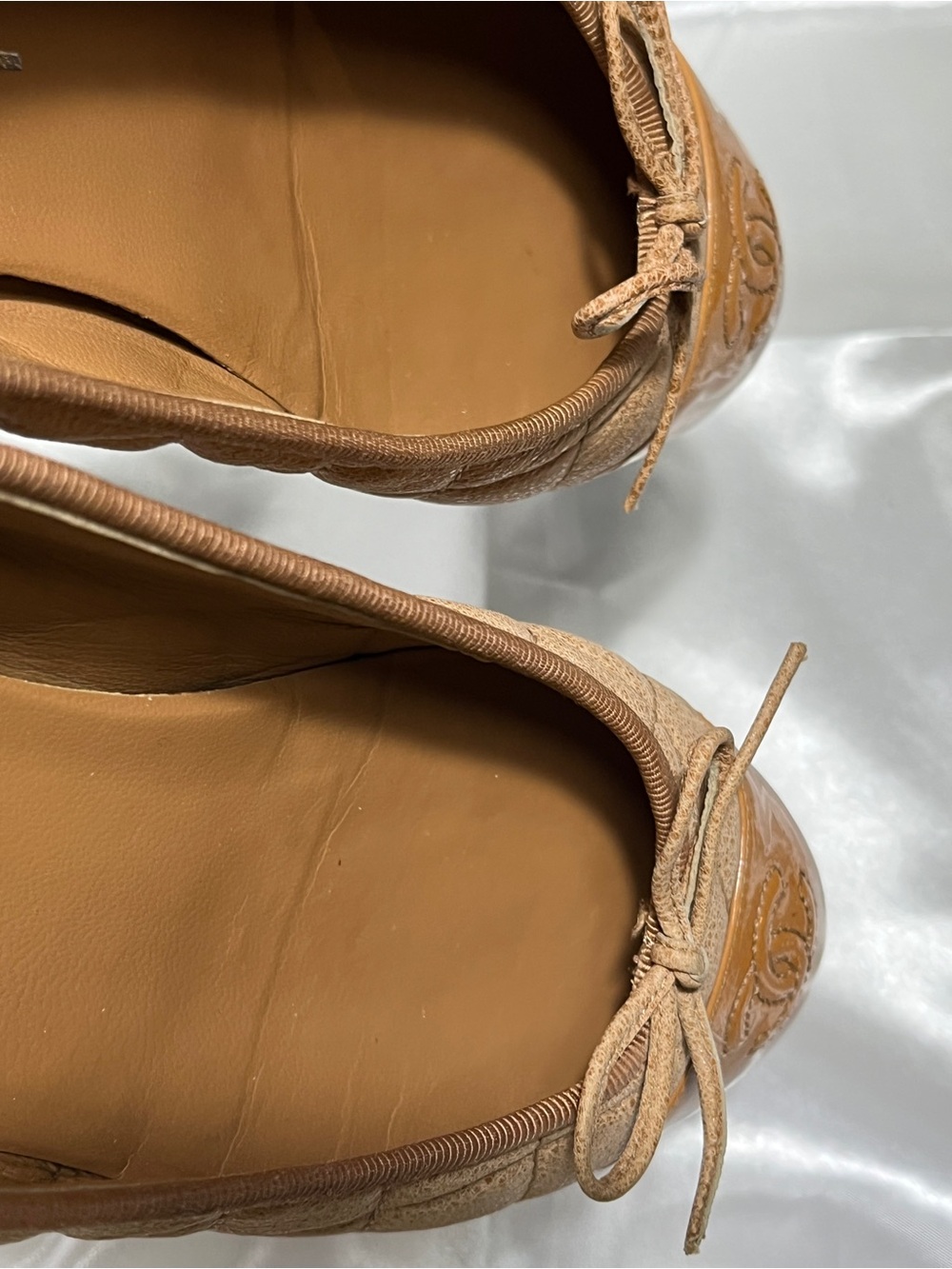 CHANEL Quilted Ballet Flats with Patent Camel Toe Cap - Picture 10 of 16